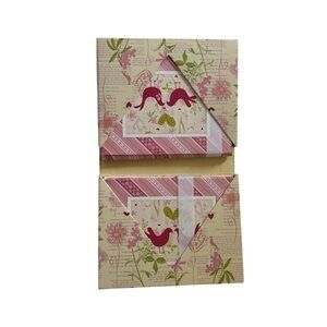VTG Love Birds Blank Note Cards 20 +Envelopes Floral Pink Yellow 6.5X5 Thank You